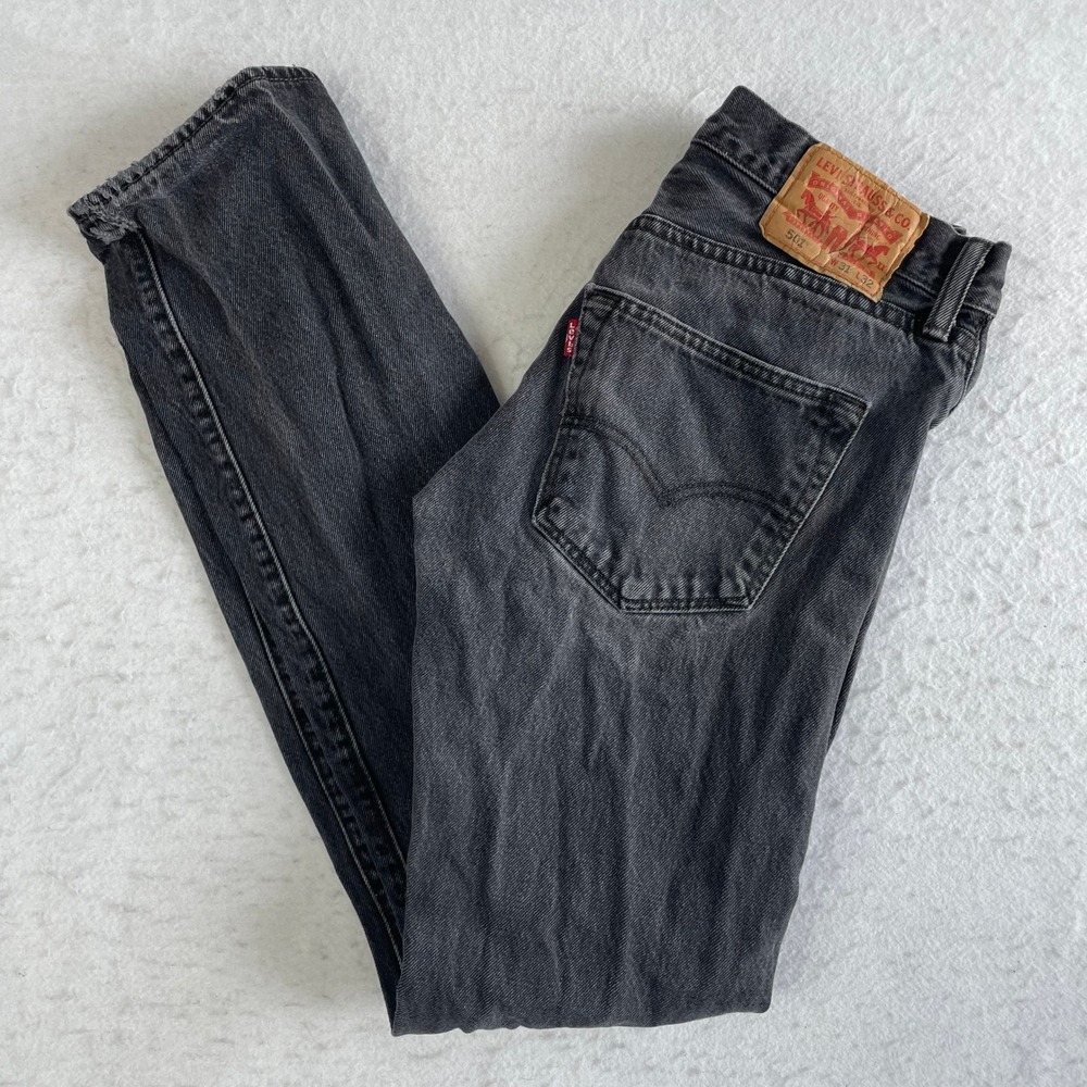 Levi's 501 Original Fit Jeans 31x32 Black Faded Straight Leg Button Fly Denim